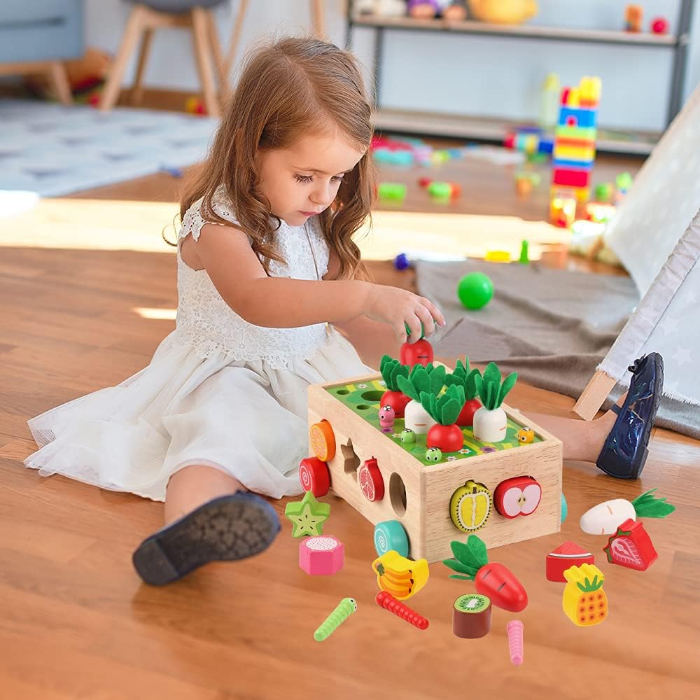 Drewniany zestaw do sortowania z farmą, edukacyjna zabawka Montessori