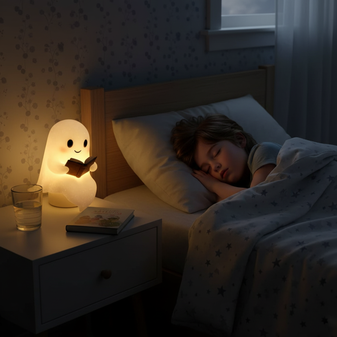 Urocza lampa stołowa i nocna na stolik nocny w kształcie duszka