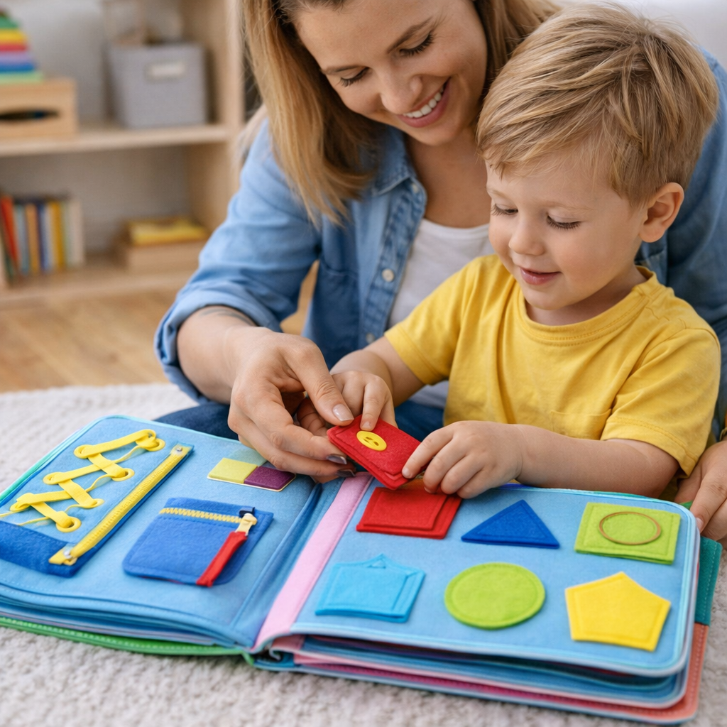 Miękka filcowa interaktywna książeczka Montessori do zabawy bez ekranu