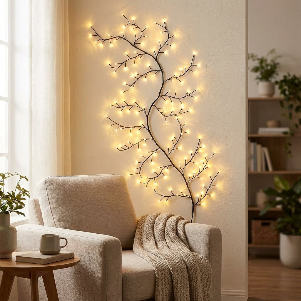 Elastyczna lampa ścienna w kształcie gałęzi inspirowana pnączem