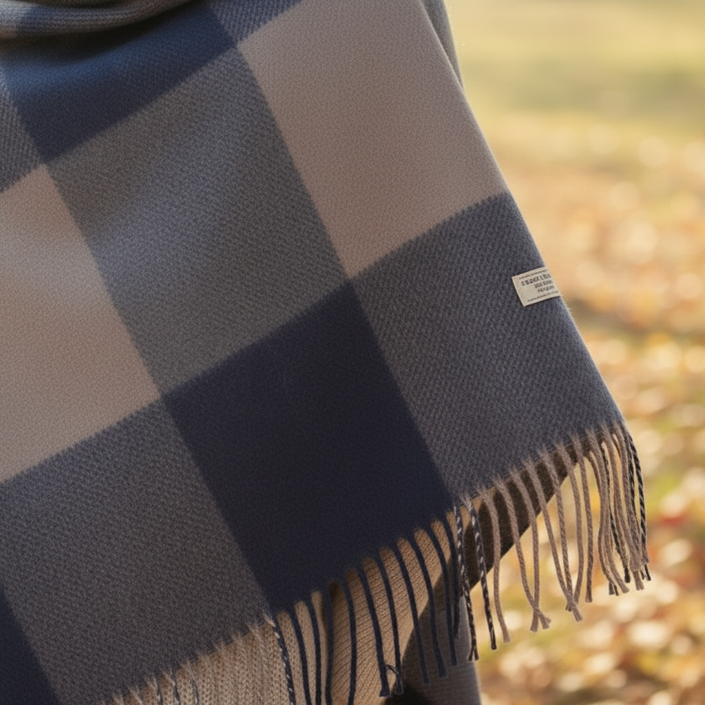 Miękki, oversizowy szal we wzór rombów