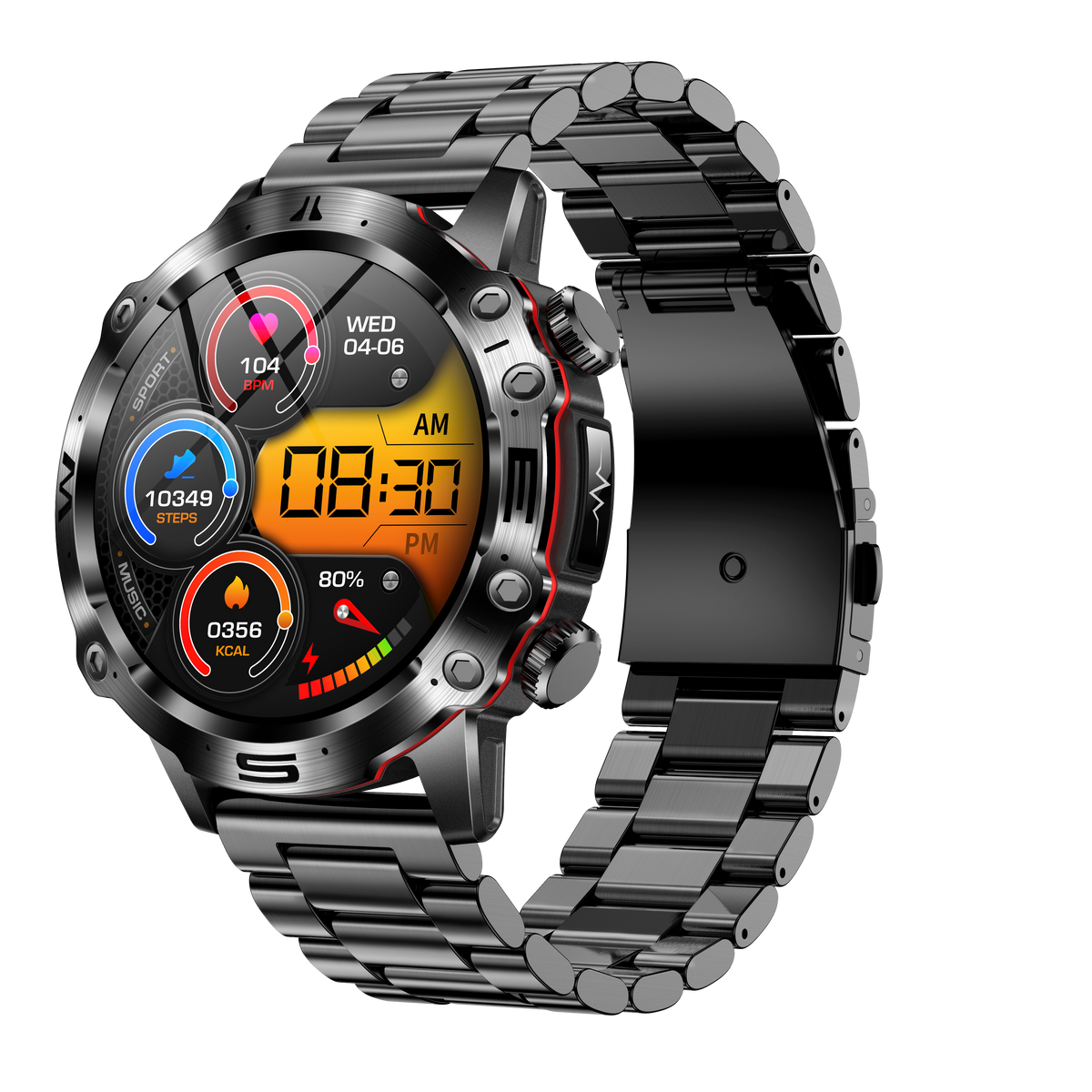 Smartwatch sportowy z ekranem dotykowym AMOLED, EKG, pomiarem ciśnienia krwi i połączeniami Bluetooth