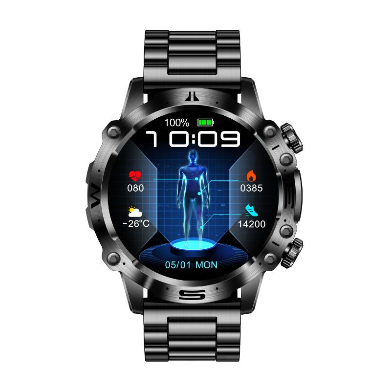 Smartwatch sportowy z ekranem dotykowym AMOLED, EKG, pomiarem ciśnienia krwi i połączeniami Bluetooth