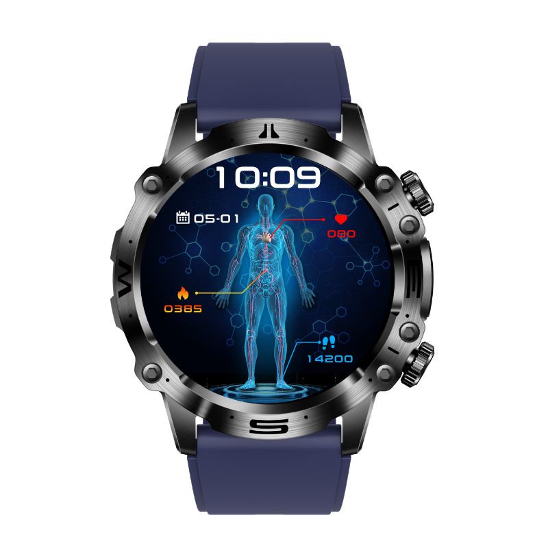 Smartwatch sportowy z ekranem dotykowym AMOLED, EKG, pomiarem ciśnienia krwi i połączeniami Bluetooth