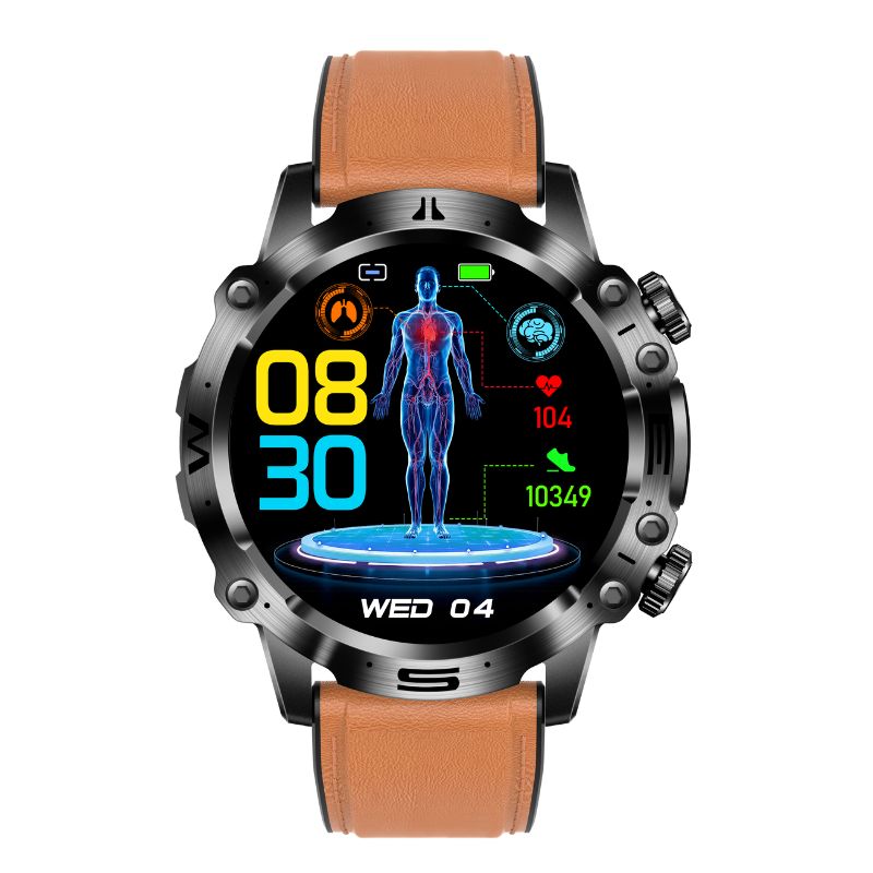 Smartwatch sportowy z ekranem dotykowym AMOLED, EKG, pomiarem ciśnienia krwi i połączeniami Bluetooth