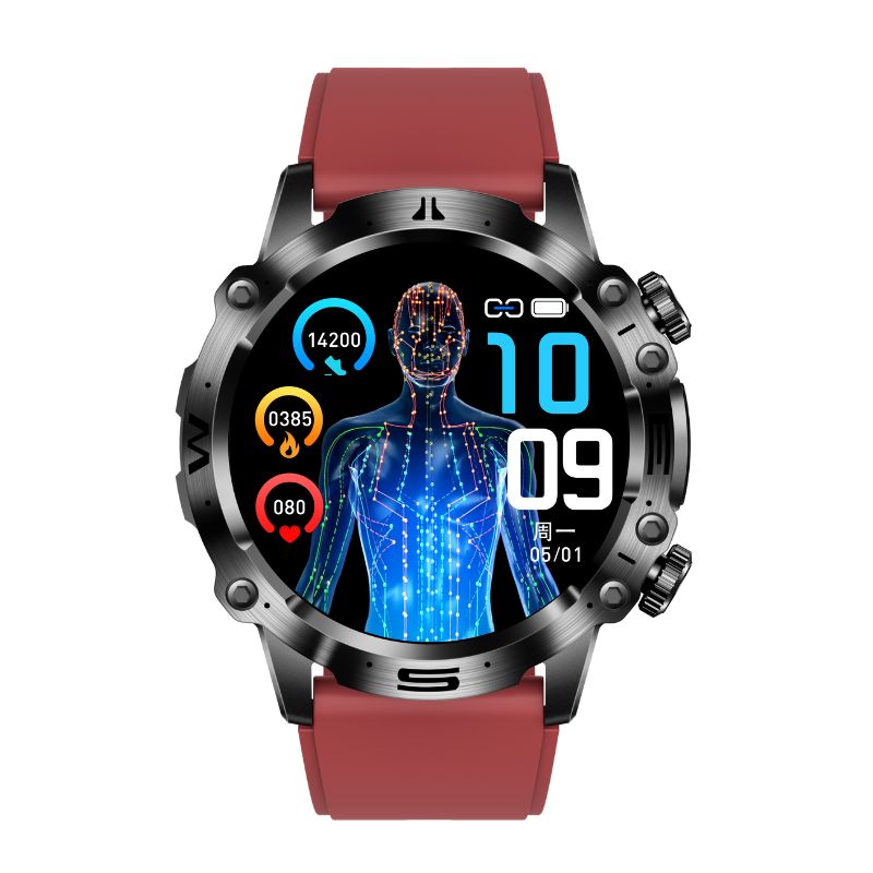 Smartwatch sportowy z ekranem dotykowym AMOLED, EKG, pomiarem ciśnienia krwi i połączeniami Bluetooth