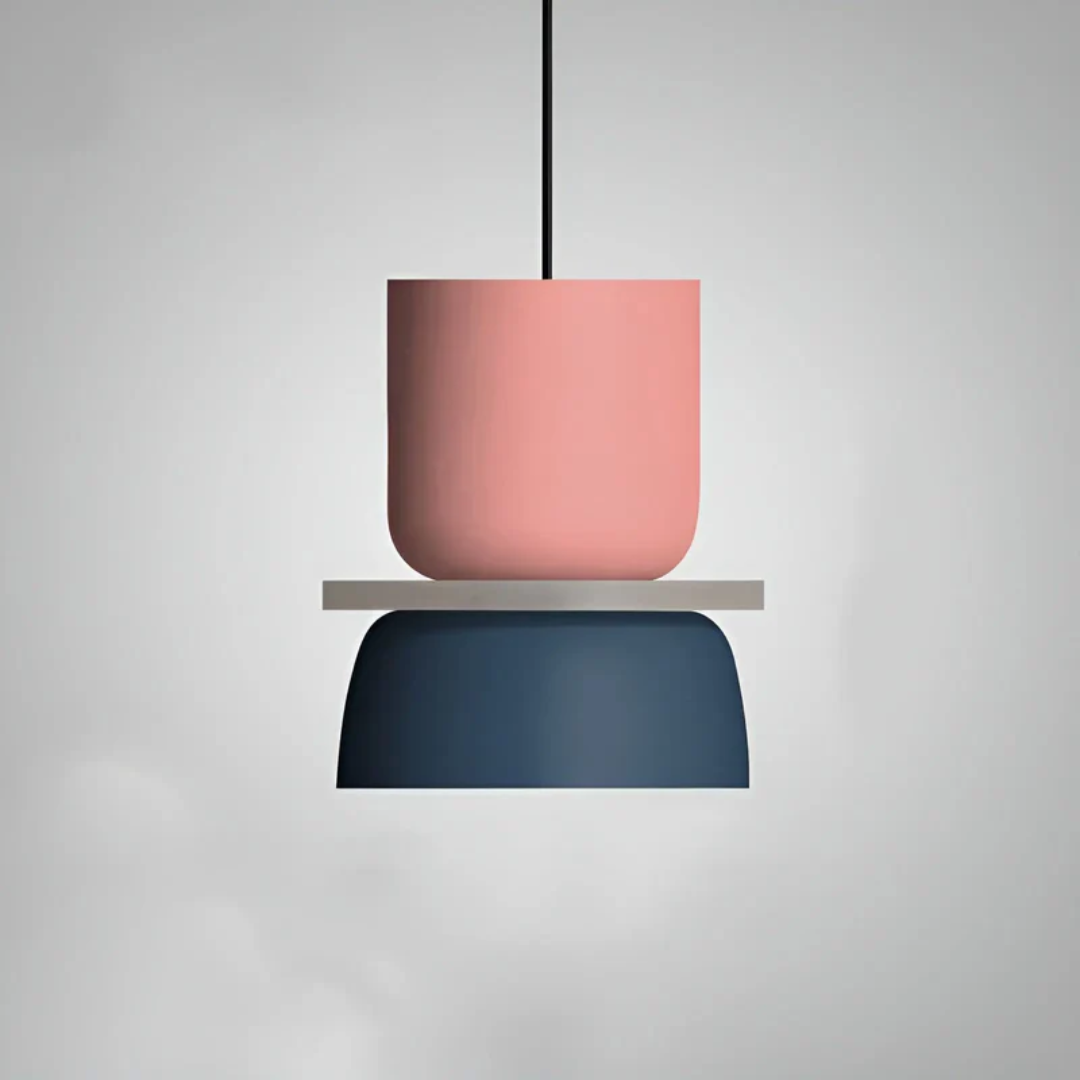 Metalowa kopułowa lampa wisząca Macaron z wielokolorowym kloszem i jedną żarówką