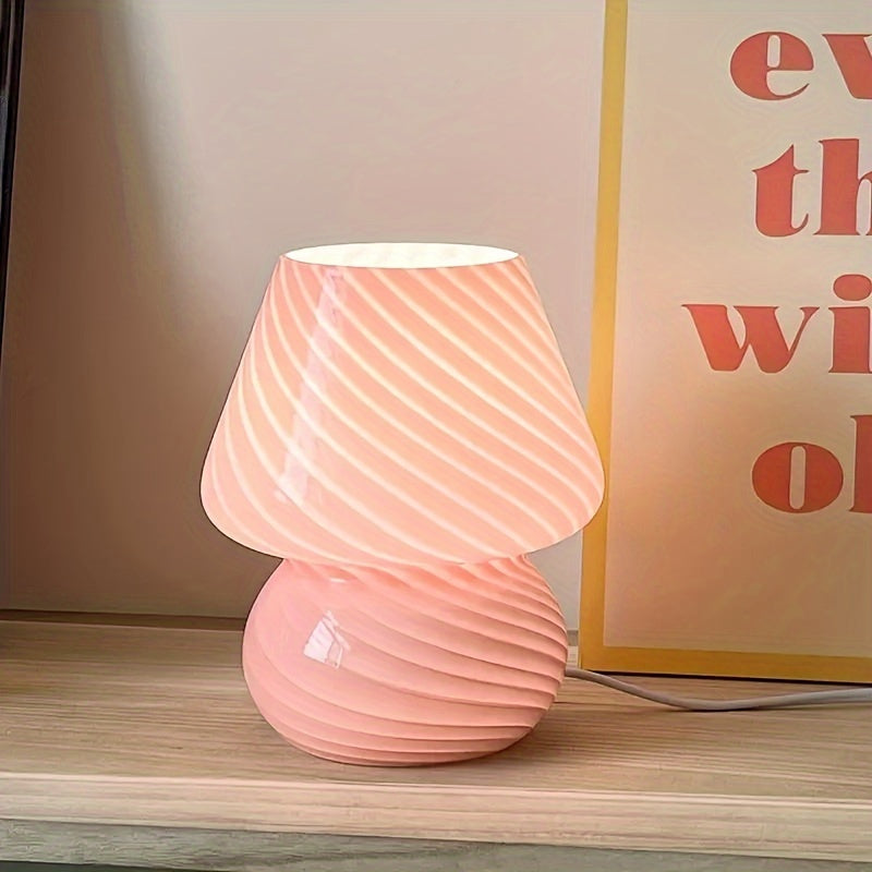 Lampa stołowa z artystycznego szkła wirowego w kształcie grzybka z funkcją ściemniania