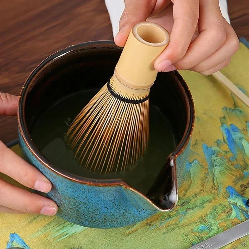 Ceramiczny zestaw do matchy inspirowany Japonią z bambusowymi elementami