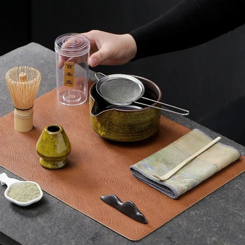 Ceramiczny zestaw do matchy inspirowany Japonią z bambusowymi elementami