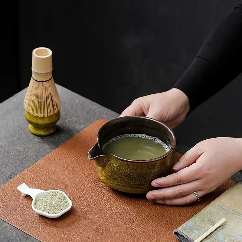 Ceramiczny zestaw do matchy inspirowany Japonią z bambusowymi elementami