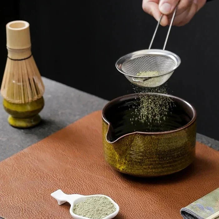 Ceramiczny zestaw do matchy inspirowany Japonią z bambusowymi elementami