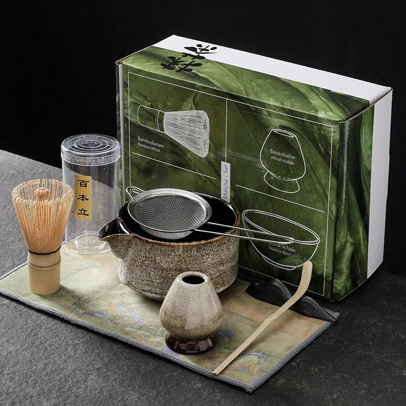 Ceramiczny zestaw do matchy inspirowany Japonią z bambusowymi elementami