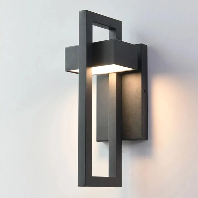 Geometryczna prostokątna skandynawska minimalistyczna aluminiowa lampa ścienna zewnętrzna