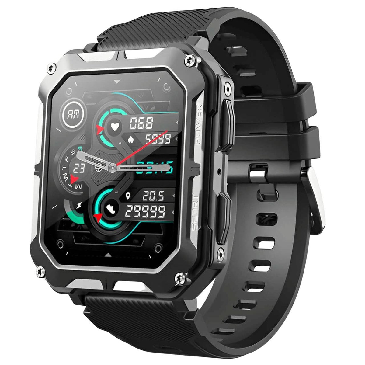 Wytrzymały, wstrząsoodporny i wodoodporny smartwatch klasy wojskowej do monitorowania zdrowia