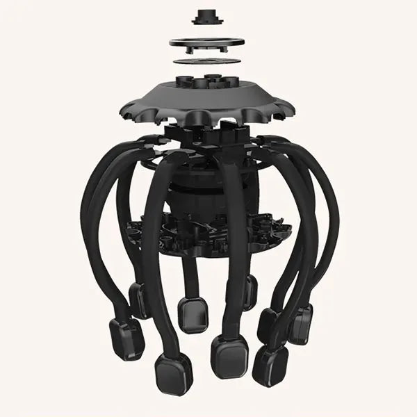 Ergonomiczny elektryczny masażer głowy Bluetooth z wieloma końcówkami wibracyjnymi