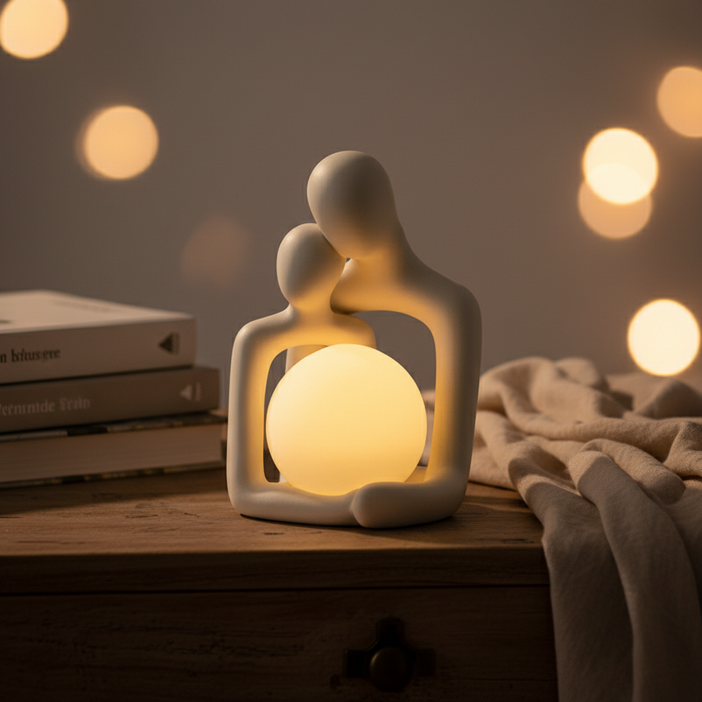 Rzeźbiarska matowa ceramiczna lampa stołowa w kształcie kuli z pośrednim światłem