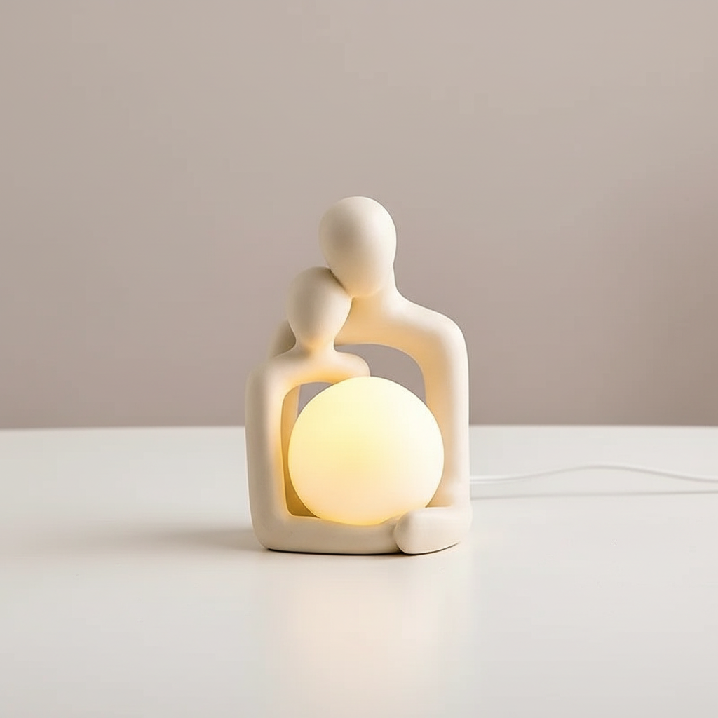 Rzeźbiarska matowa ceramiczna lampa stołowa w kształcie kuli z pośrednim światłem