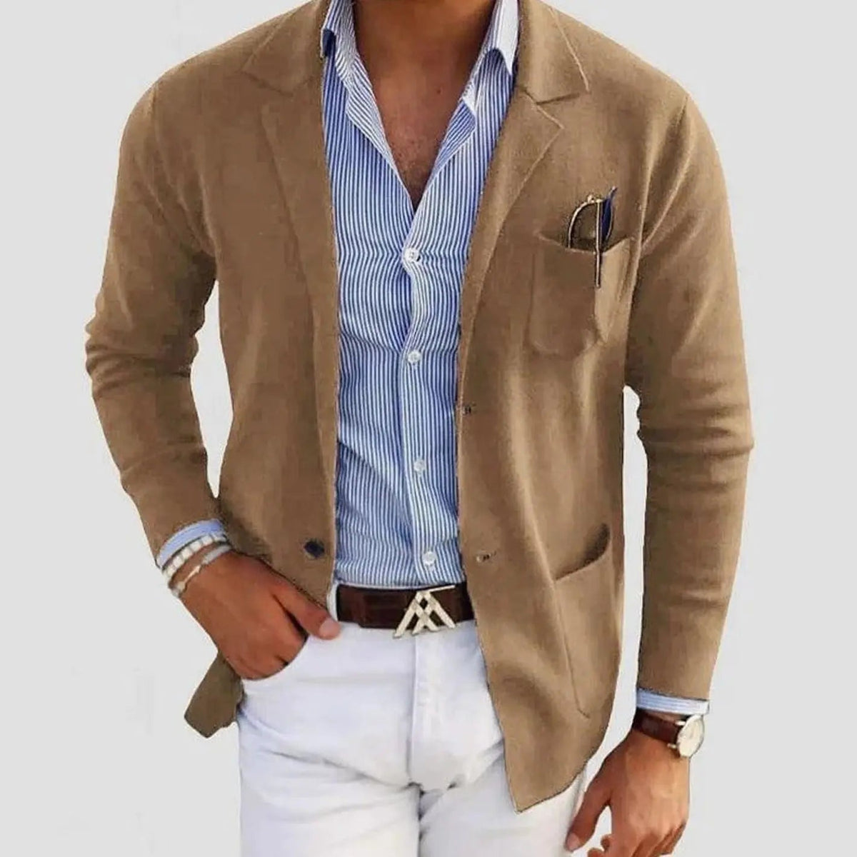 Męska dopasowana marynarka z klapami z wycięciem, elegancka kurtka w stylu smart casual