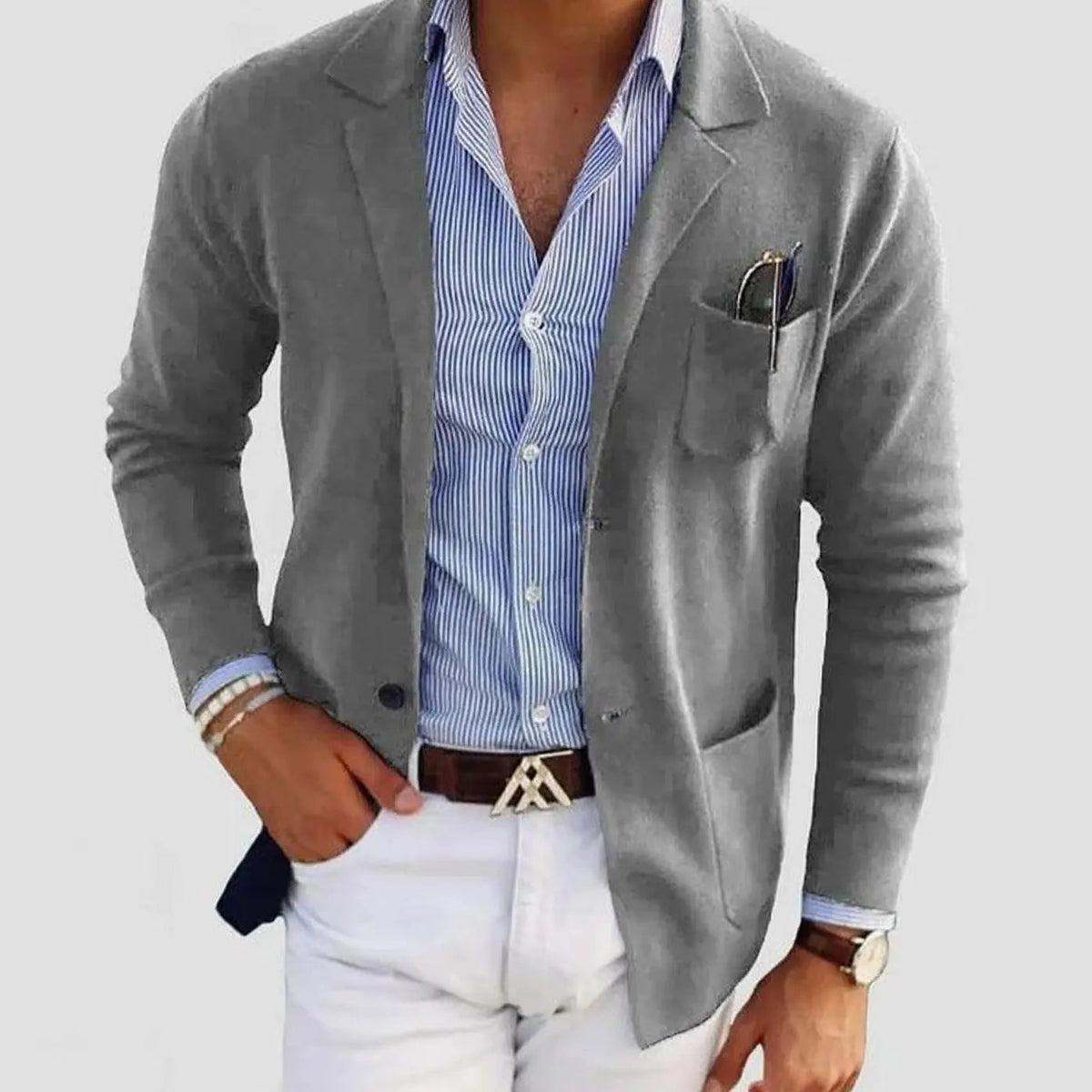 Męska dopasowana marynarka z klapami z wycięciem, elegancka kurtka w stylu smart casual