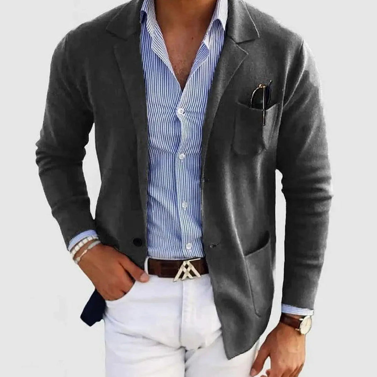 Męska dopasowana marynarka z klapami z wycięciem, elegancka kurtka w stylu smart casual