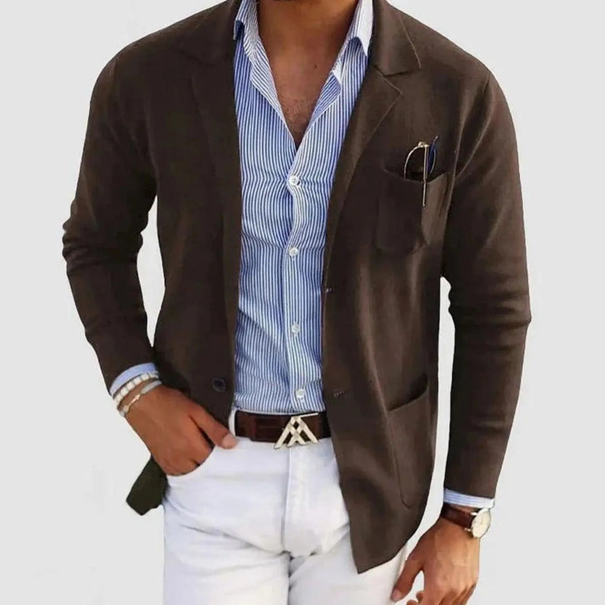 Męska dopasowana marynarka z klapami z wycięciem, elegancka kurtka w stylu smart casual