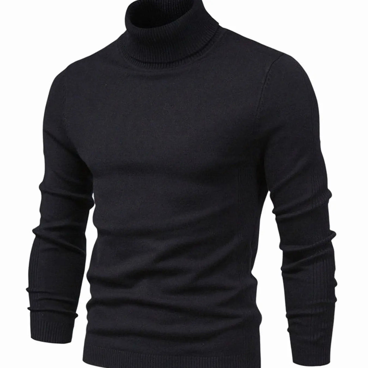 Męski dopasowany dzianinowy sweter z golfem, casualowy