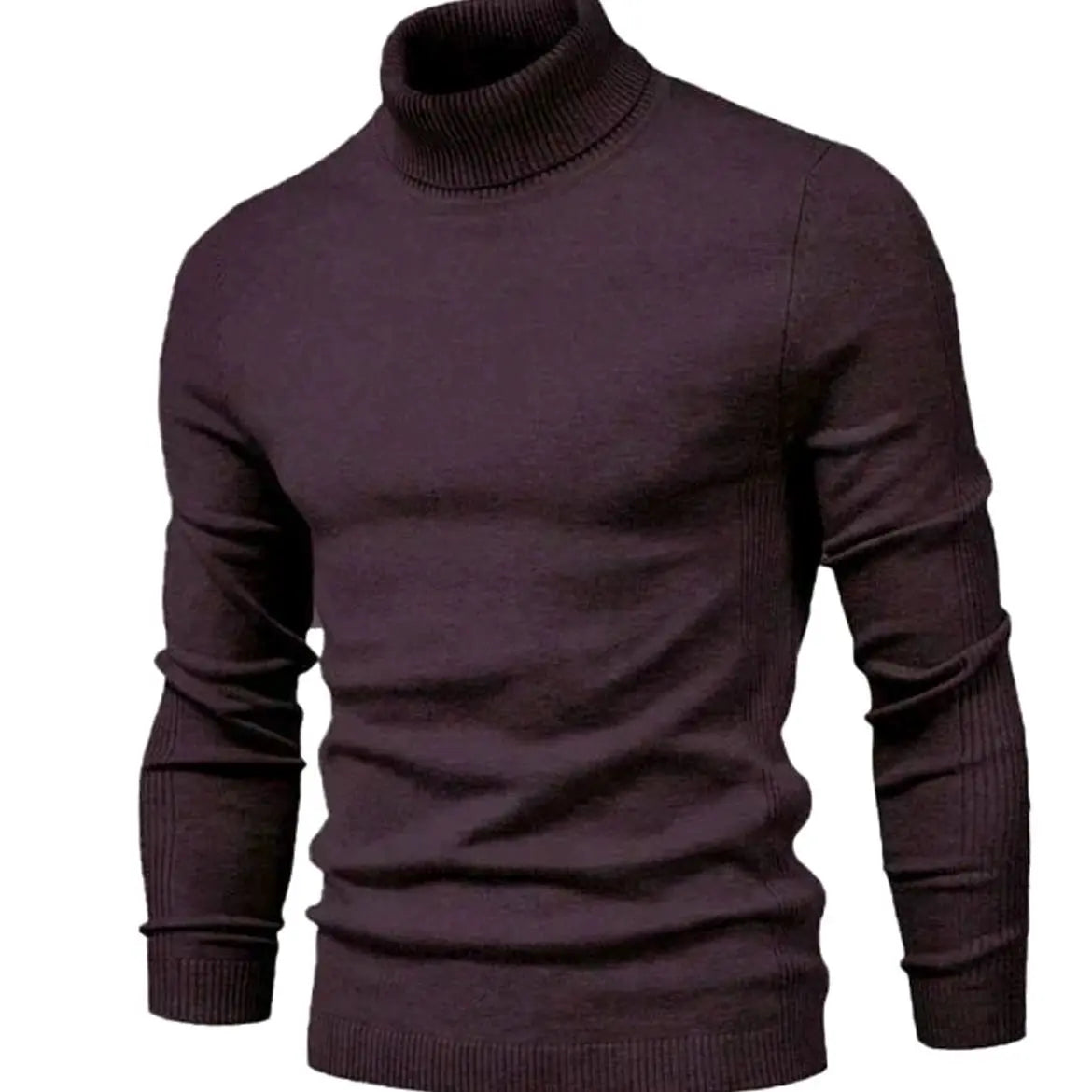 Męski dopasowany dzianinowy sweter z golfem, casualowy
