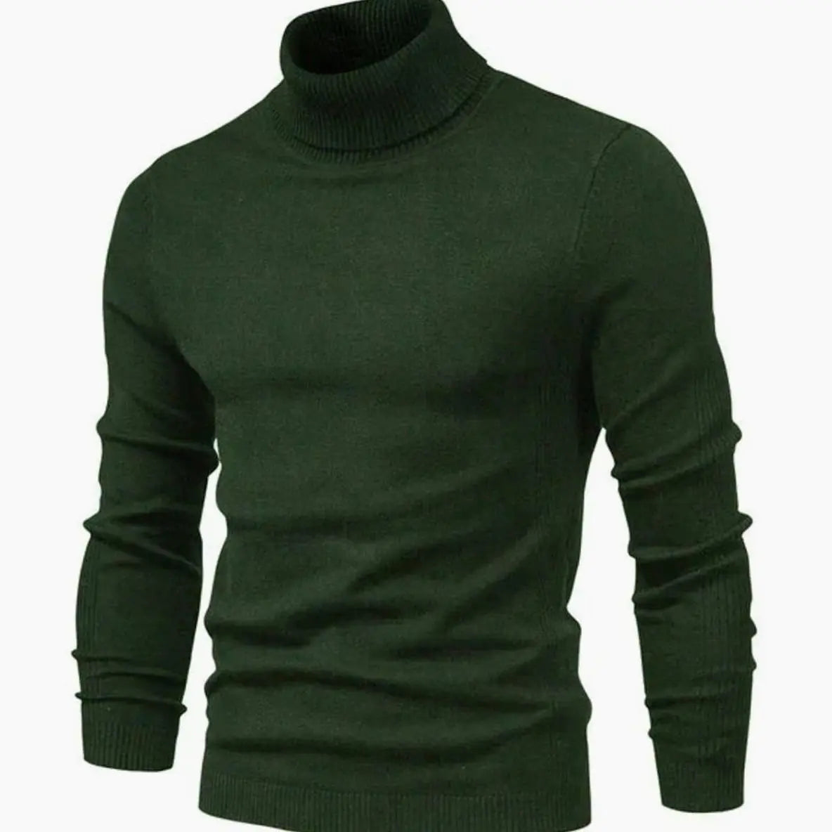 Męski dopasowany dzianinowy sweter z golfem, casualowy