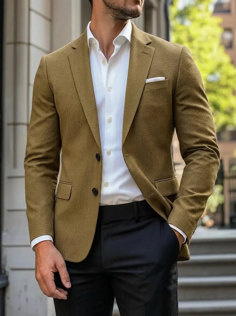 Męska marynarka smart casual o standardowym kroju, jednorzędowa