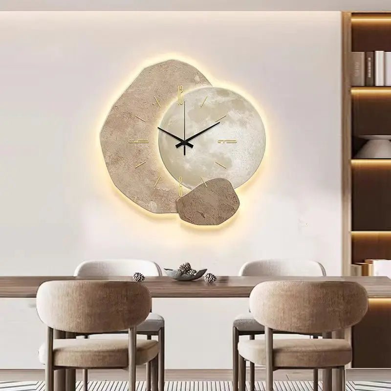 Minimalistyczny skandynawski metalowo-drewniany zegar ścienny z cichym mechanizmem