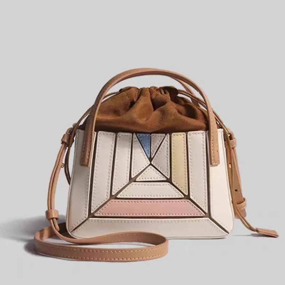 Geometryczna, pojemna codzienna torebka typu tote z wieloma panelami