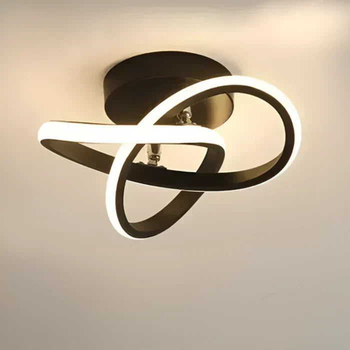 Nowoczesna sufitowa lampa z podwójnym aluminiowym pierścieniem i akrylowym kloszem