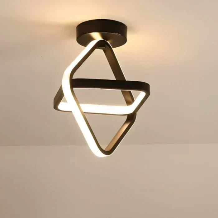 Nowoczesna sufitowa lampa z podwójnym aluminiowym pierścieniem i akrylowym kloszem