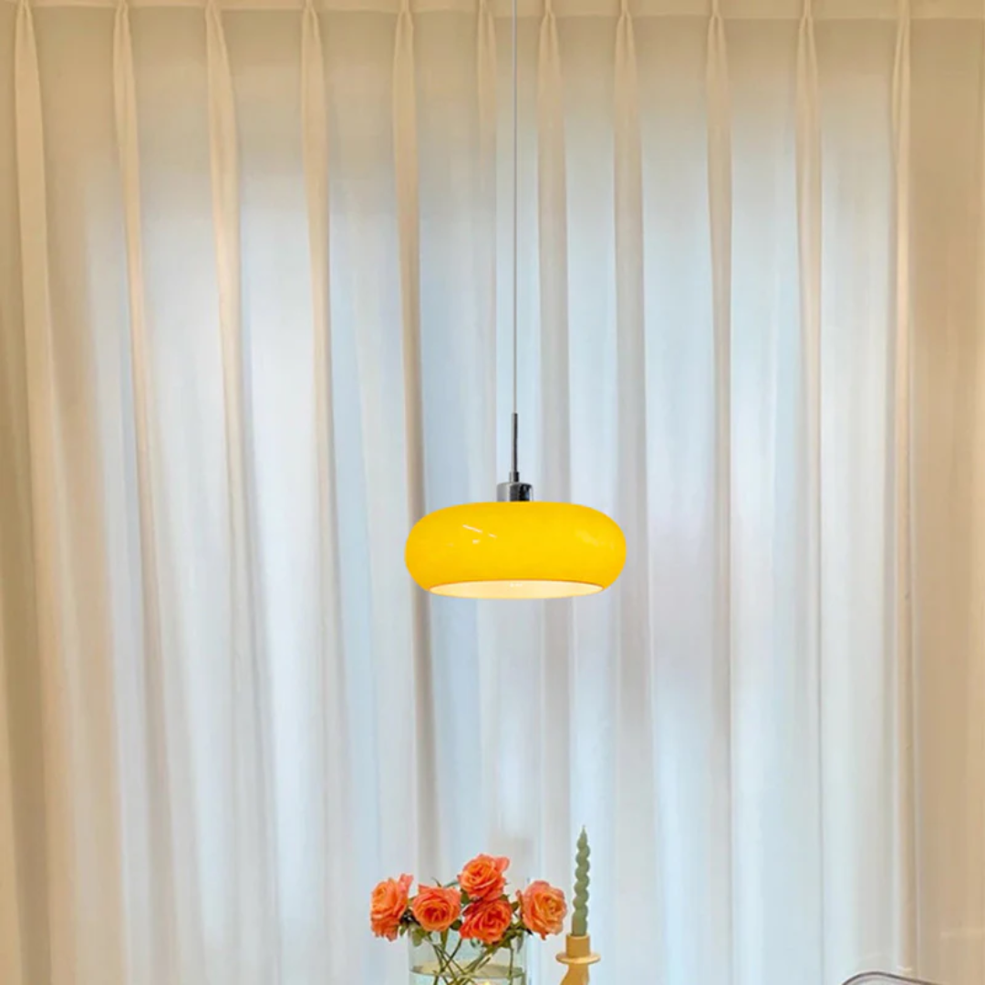 Nowoczesna okrągła metalowo-szklana lampa wisząca z regulacją wysokości