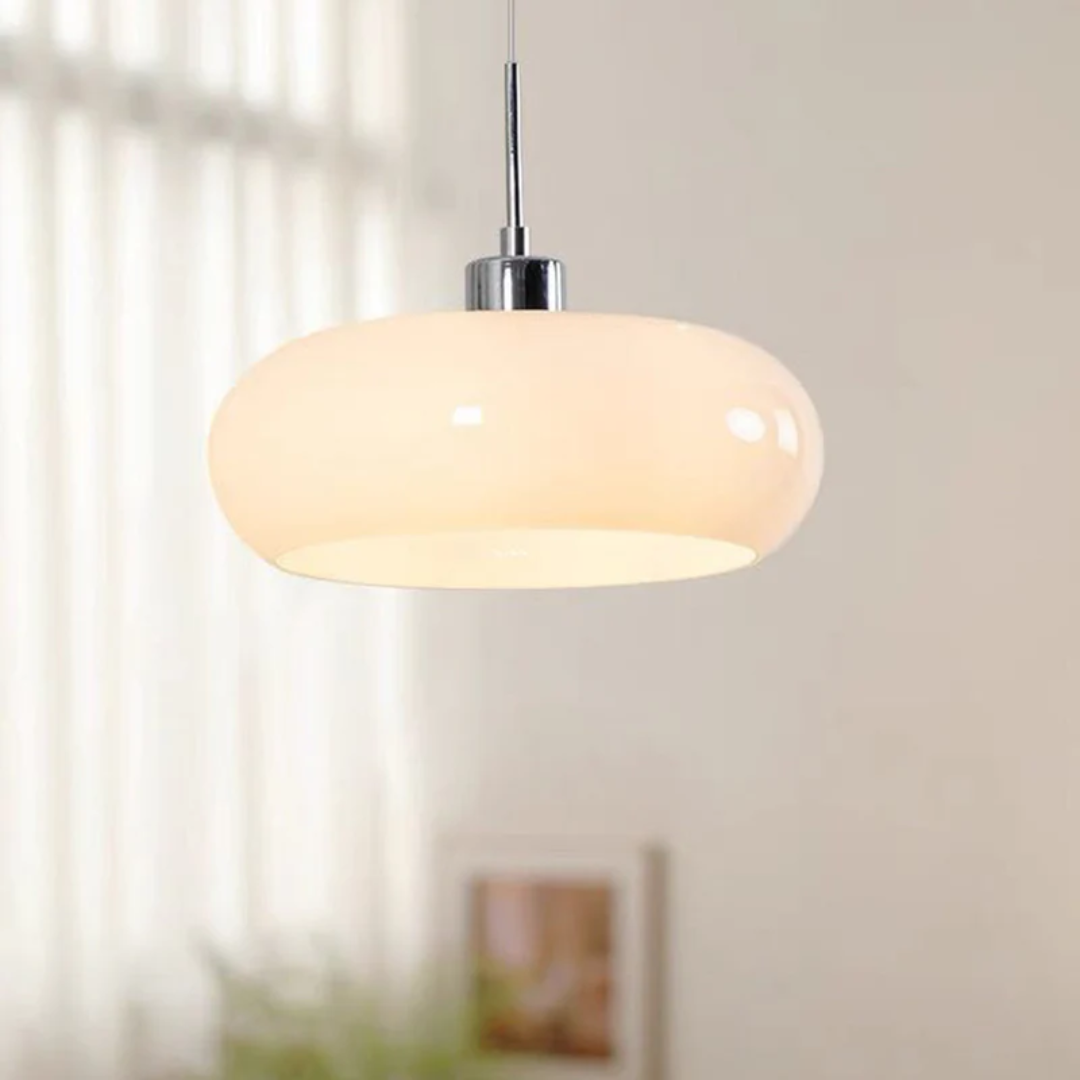 Nowoczesna okrągła metalowo-szklana lampa wisząca z regulacją wysokości