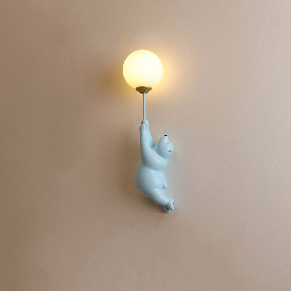 Nowoczesna urocza dziecięca lampa ścienna w kształcie misia z balonem