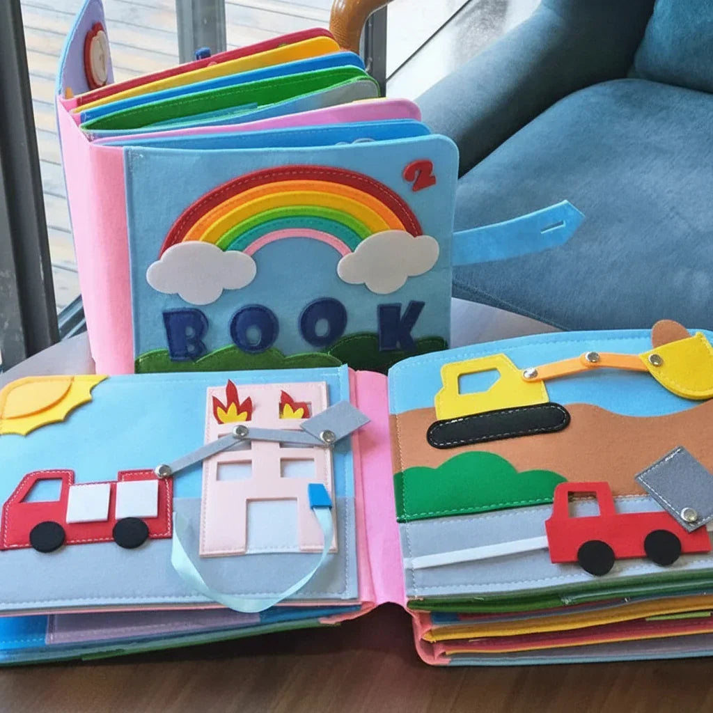 Miękka filcowa interaktywna książeczka Montessori do zabawy bez ekranu