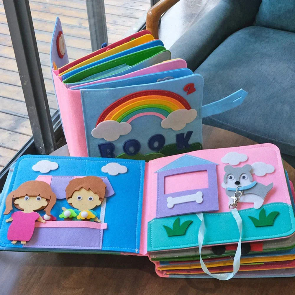 Miękka filcowa interaktywna książeczka Montessori do zabawy bez ekranu