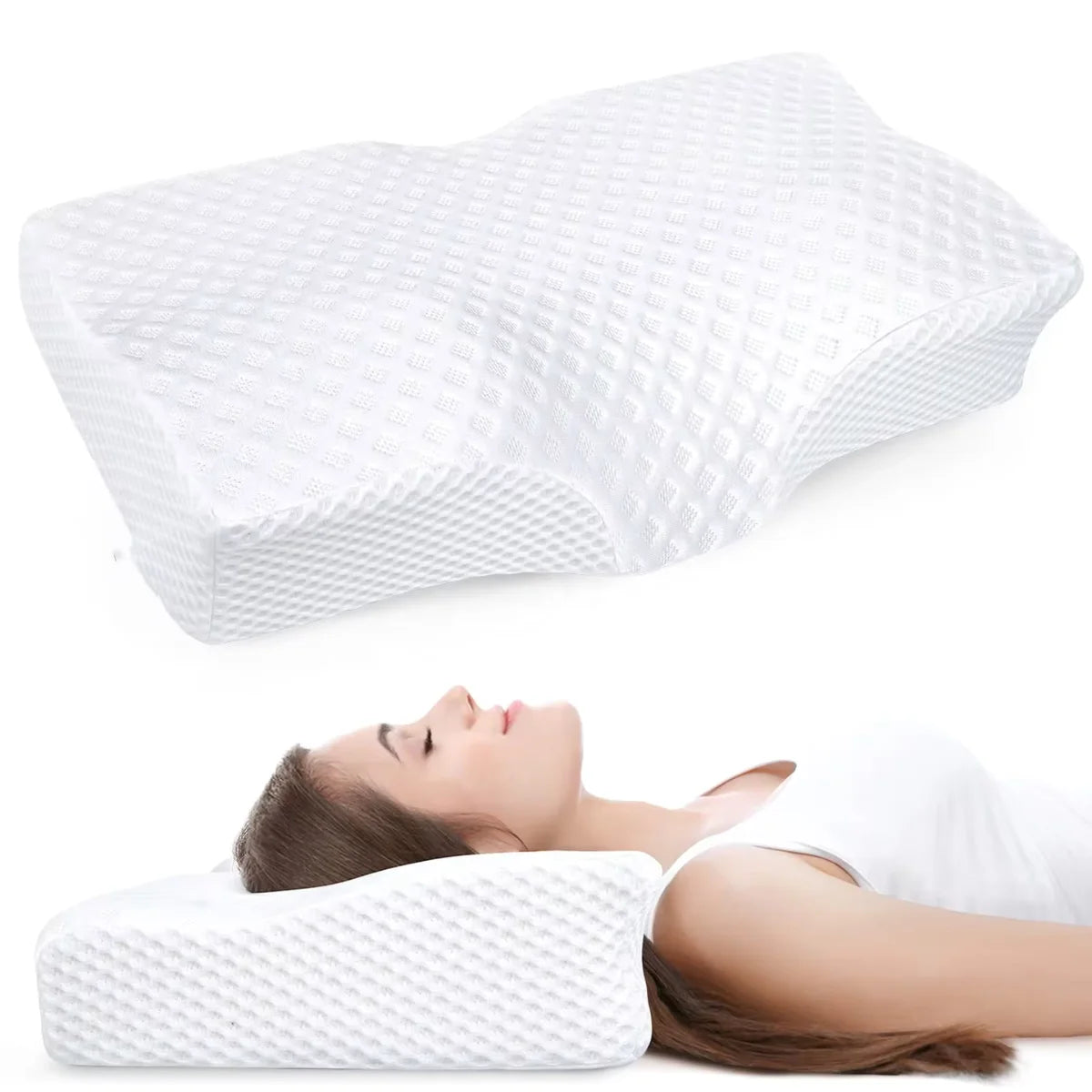 Ergonomiczna profilowana poduszka podpierająca szyję z pianki memory o powolnym powrocie