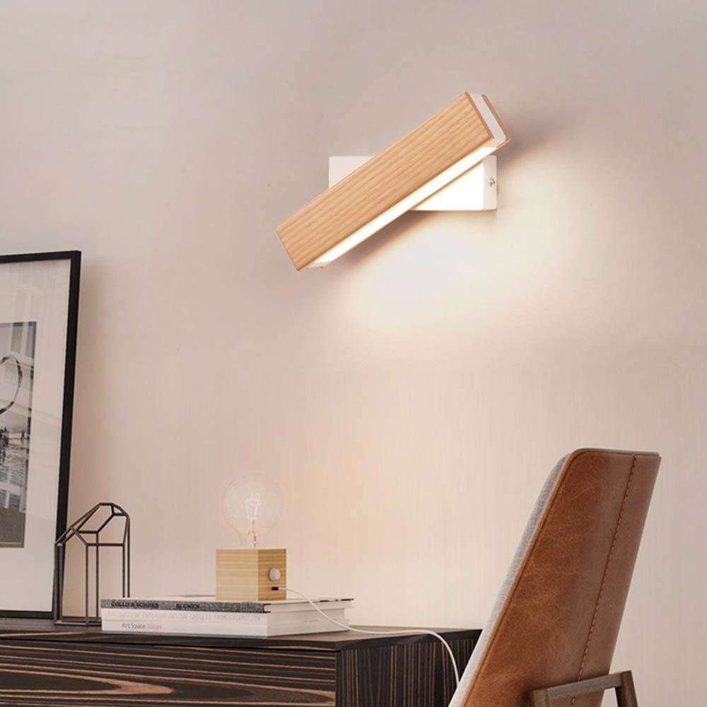 Obrotowa drewniano-metalowa lampa ścienna z regulacją kąta