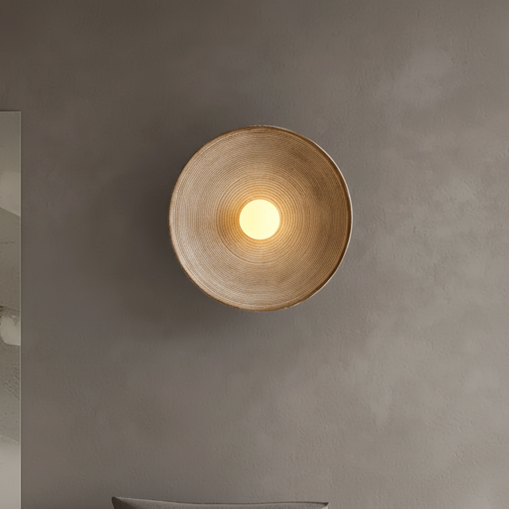 Okrągła minimalistyczna lampa ścienna ze szkła i żywicy