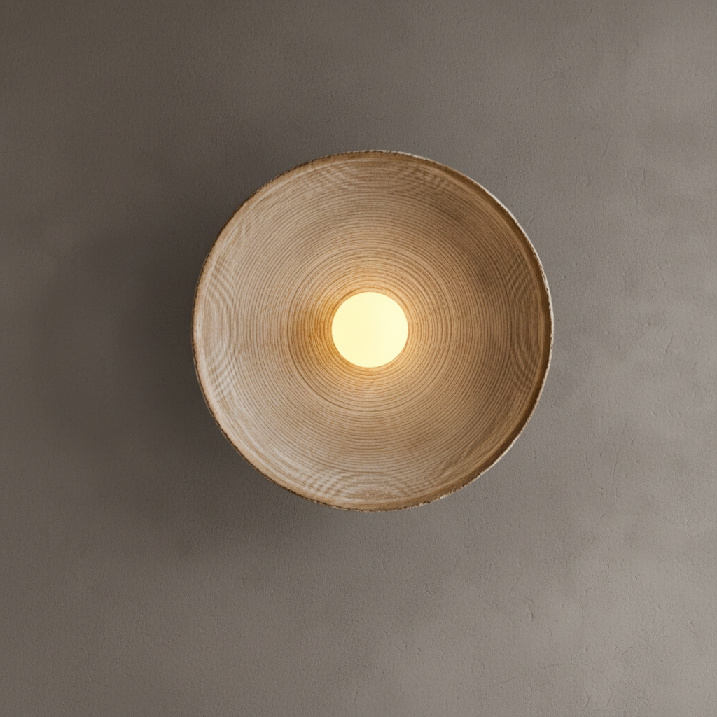 Okrągła minimalistyczna lampa ścienna ze szkła i żywicy