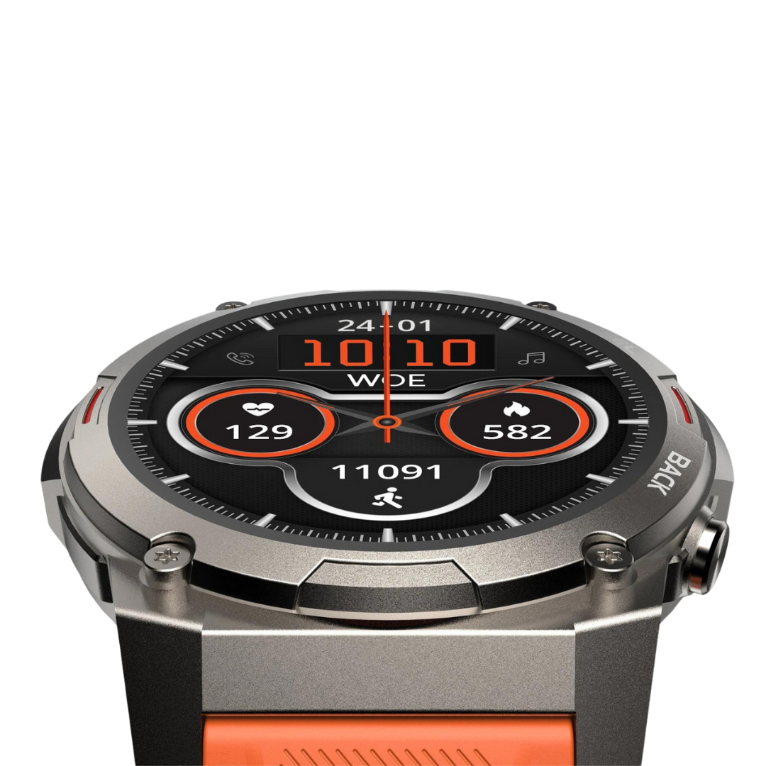 Wytrzymały smartwatch z aluminiową obudową, wodoodporny, z ekranem AMOLED i funkcjami monitora aktywności