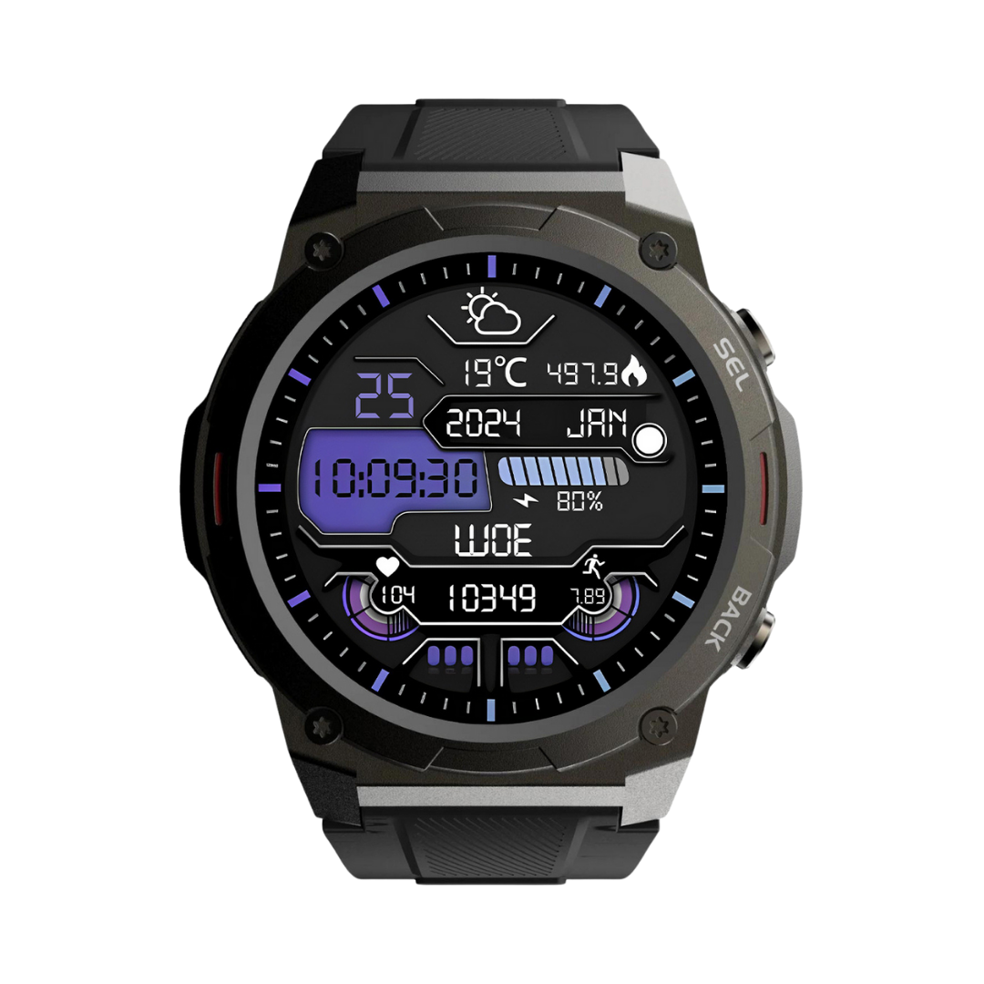 Wytrzymały smartwatch z aluminiową obudową, wodoodporny, z ekranem AMOLED i funkcjami monitora aktywności