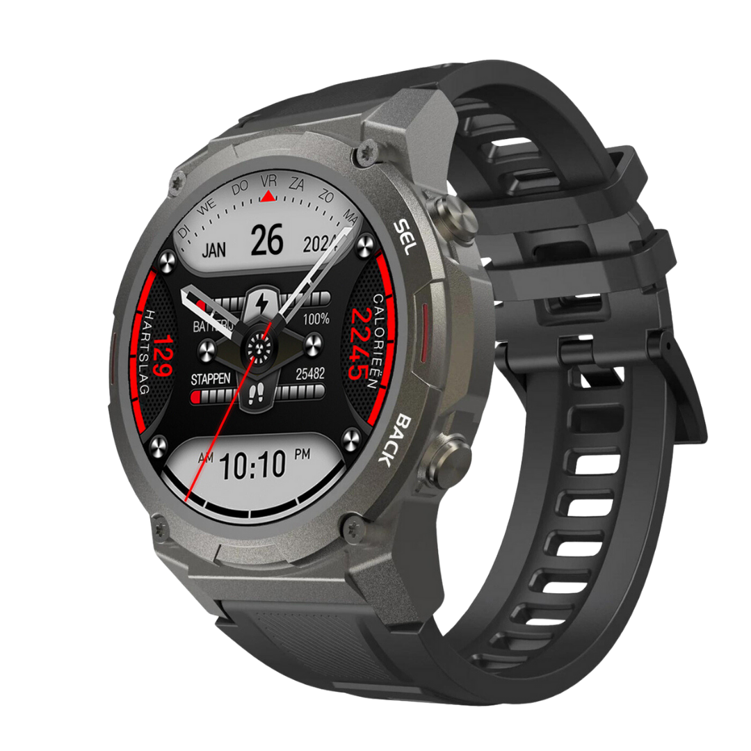 Wytrzymały smartwatch z aluminiową obudową, wodoodporny, z ekranem AMOLED i funkcjami monitora aktywności