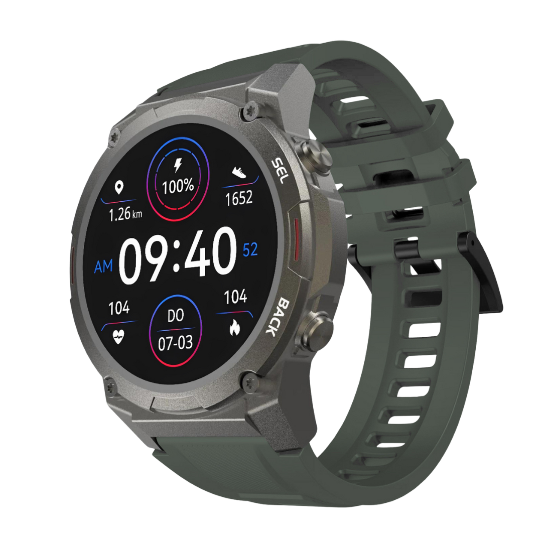 Wytrzymały smartwatch z aluminiową obudową, wodoodporny, z ekranem AMOLED i funkcjami monitora aktywności