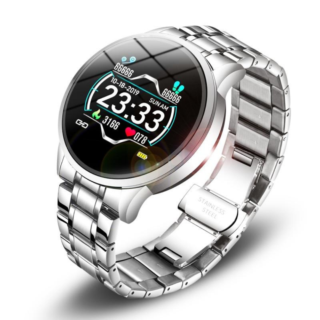 Klasyczny okrągły smartwatch Bluetooth do monitorowania zdrowia, odporny na zachlapania