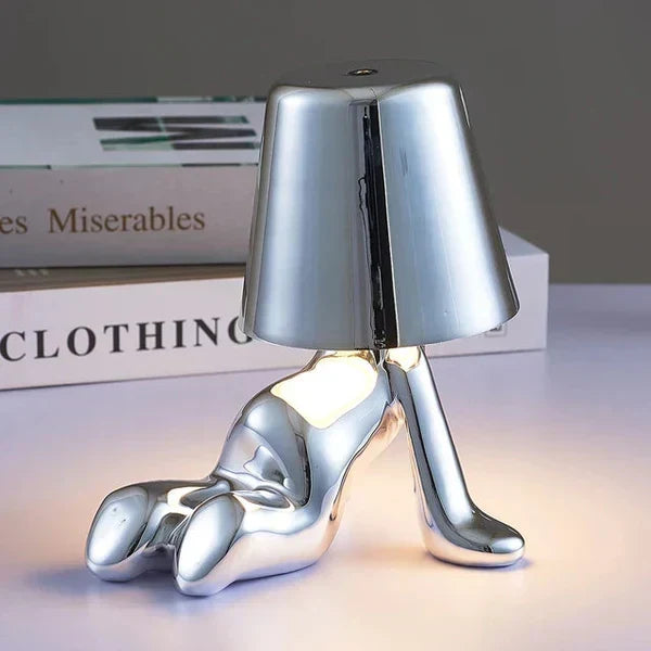 Rzeźbiarska aluminiowo-żywiczna bezprzewodowa ładowalna lampa stołowa z funkcją ściemniania i nastrojowym światłem