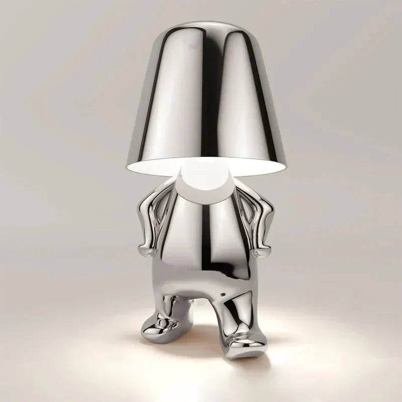 Rzeźbiarska aluminiowo-żywiczna bezprzewodowa ładowalna lampa stołowa z funkcją ściemniania i nastrojowym światłem